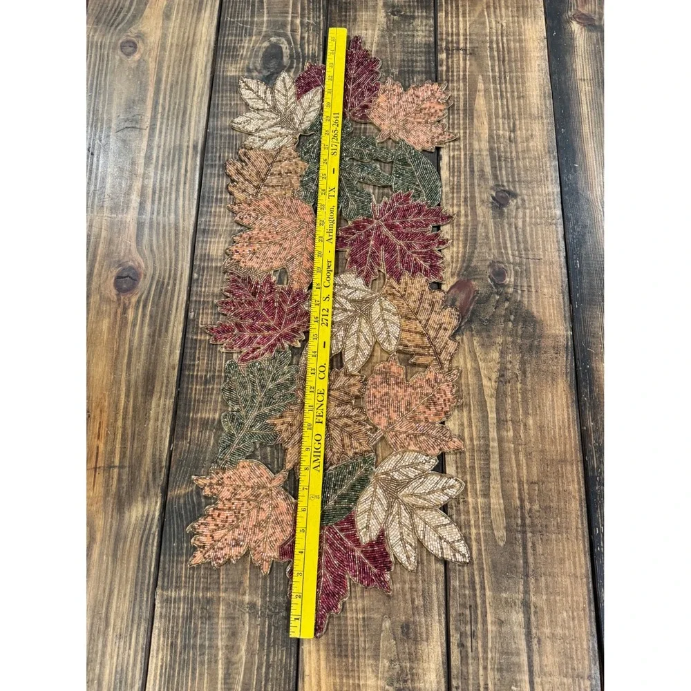 Bed Bath & Beyond Beaded Fall Table Runner and 6 Placemats Set Autumn‎ Harvest